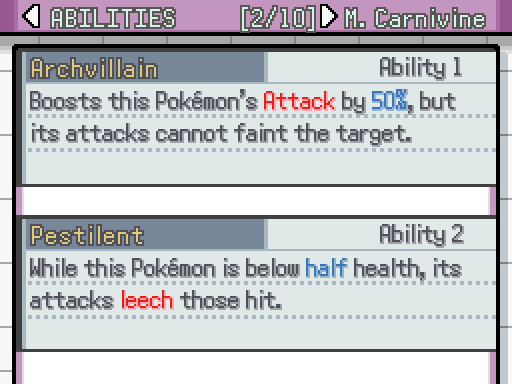 Makyan Carnivine's abilities.